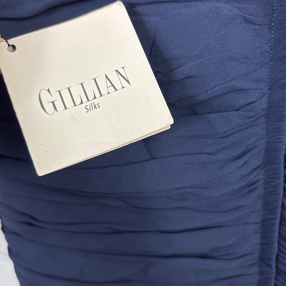 ST. GILLIAN Vintage Silk Spaghetti Strap Navy Cocktail Party Dress size 10 - Picture 6 of 9